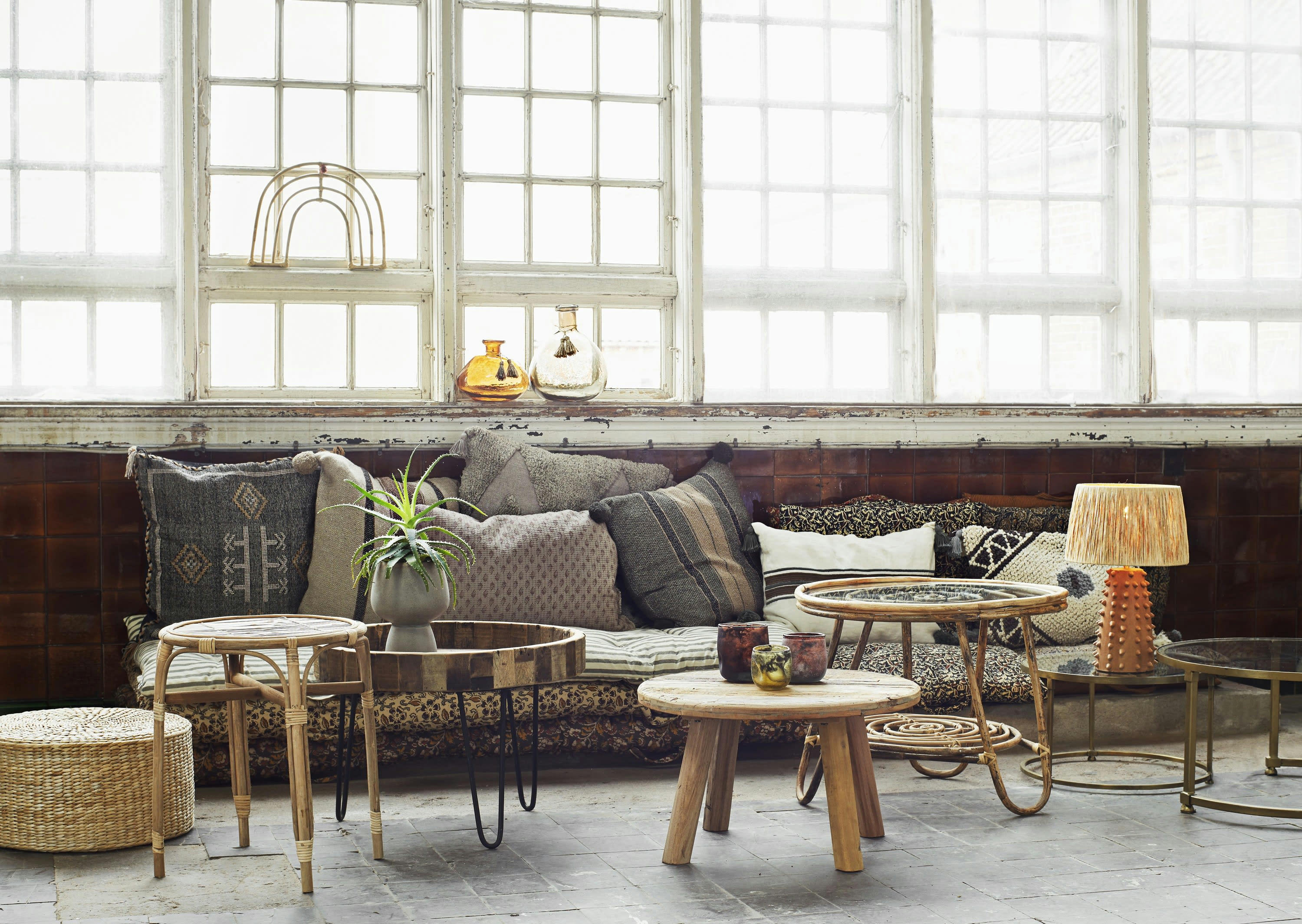 INSPIA - Cache-pot en céramique gris H21