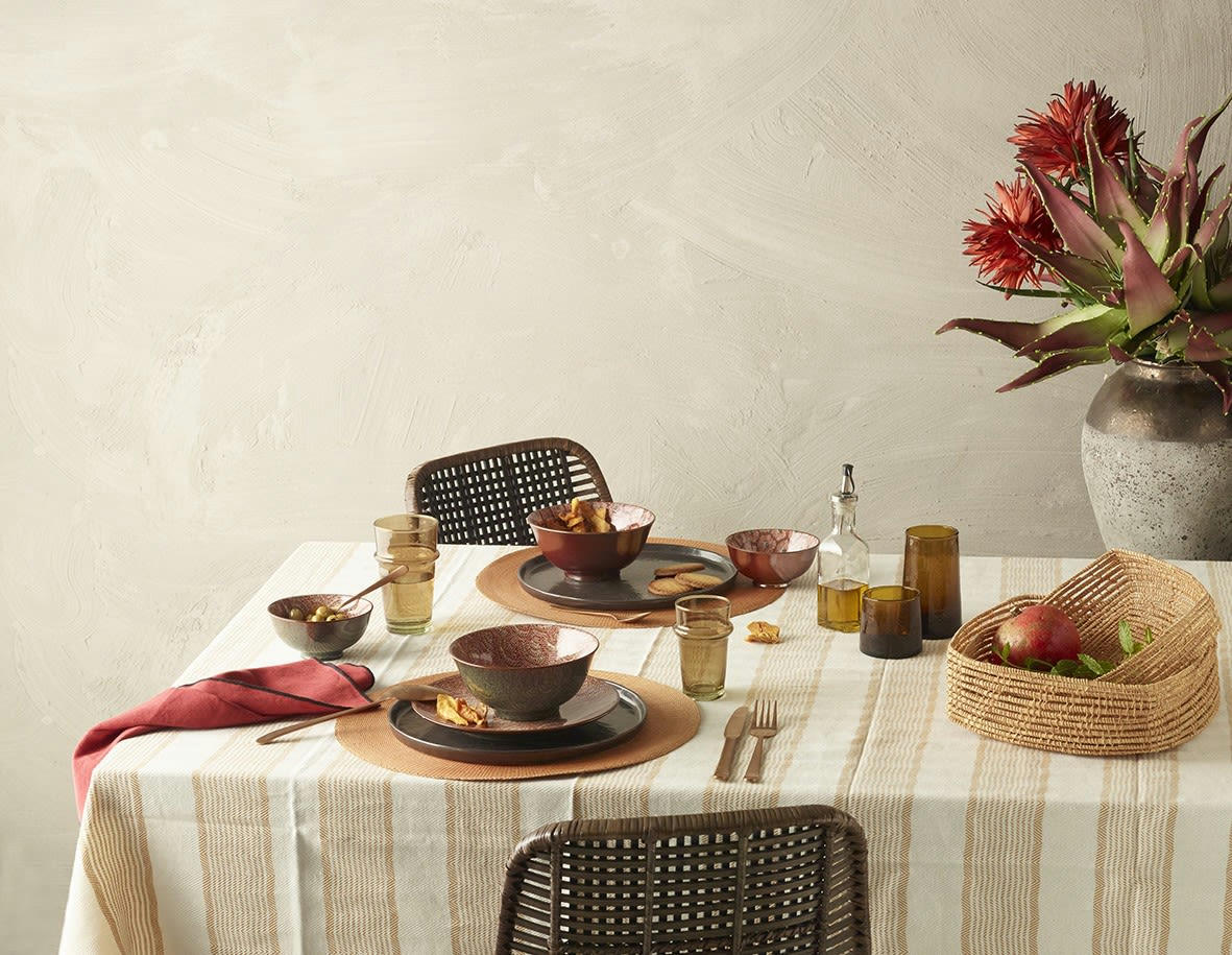 TIZIA - Nappe en coton et lin ambre