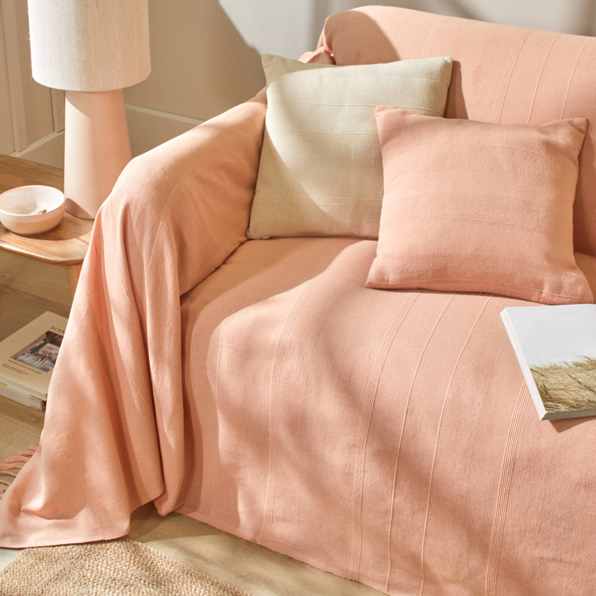 Housse coussin unie coton tissage artisanal - lot de 2