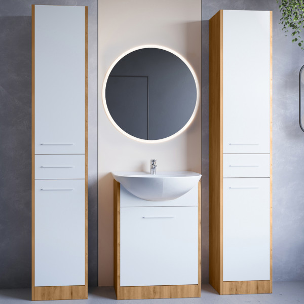 Meble łazienkowe SILDO MAX LED dąb artisan / biały laminat