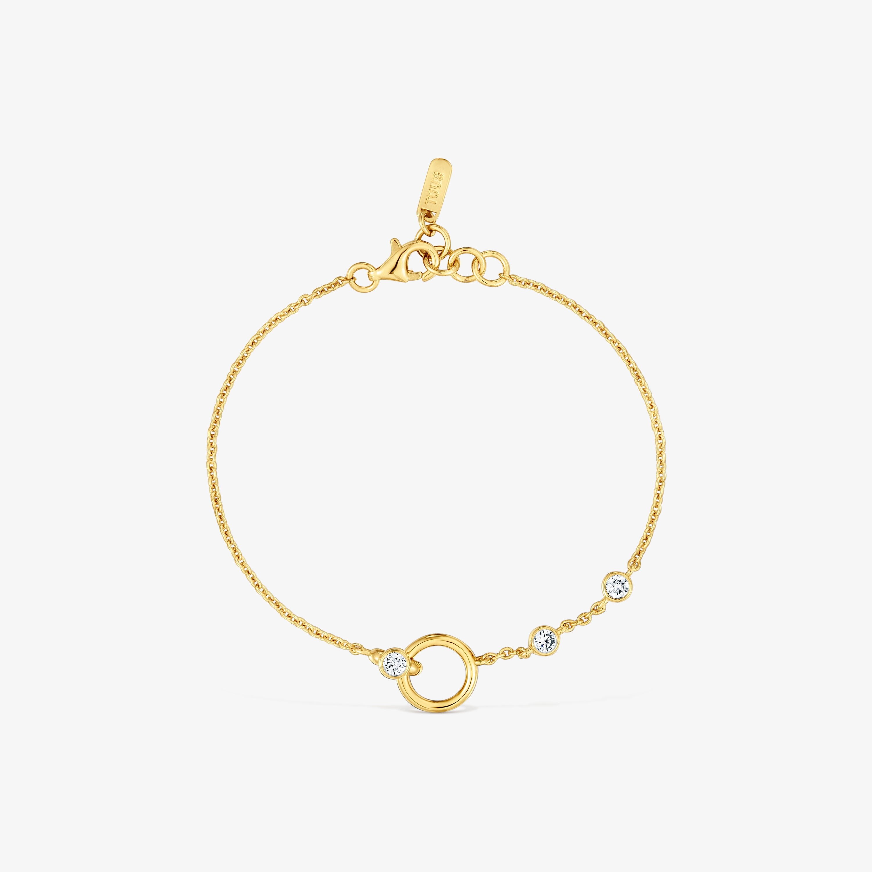 Pulsera con baño de oro 18 kt sobre plata y diamantes creados en laboratorio Straight LGD