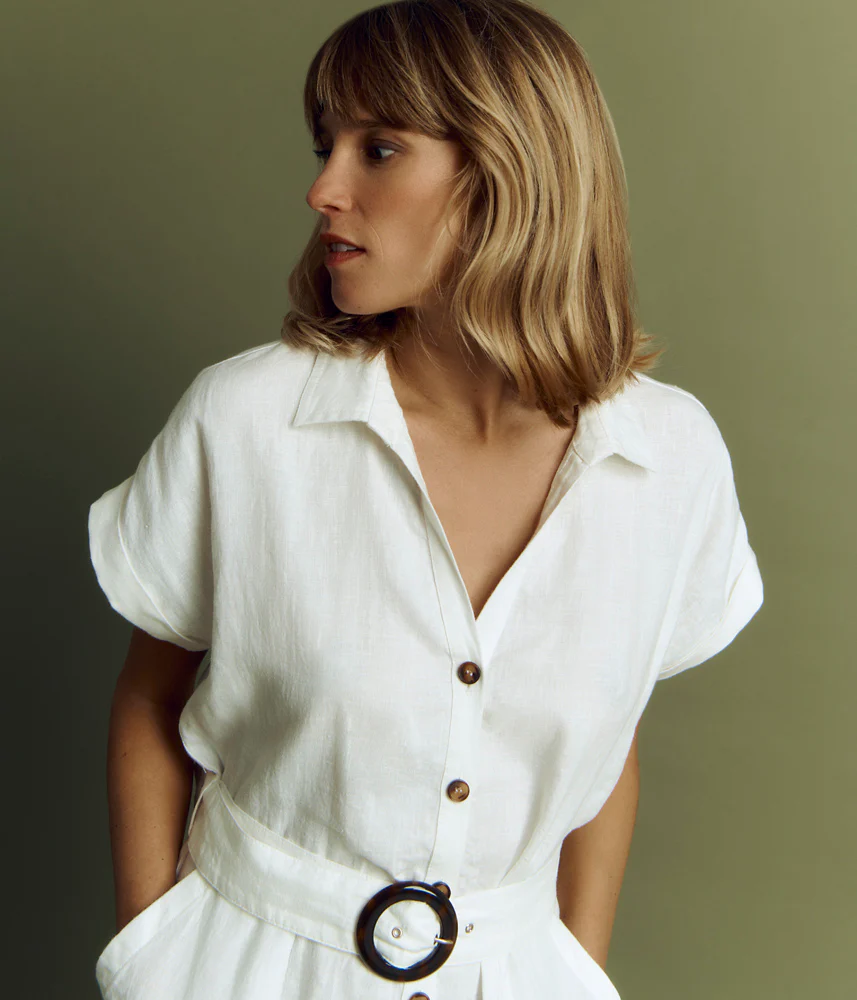 Robe chemisier ceinturée en lin RIVOLA-BIS/85347/003