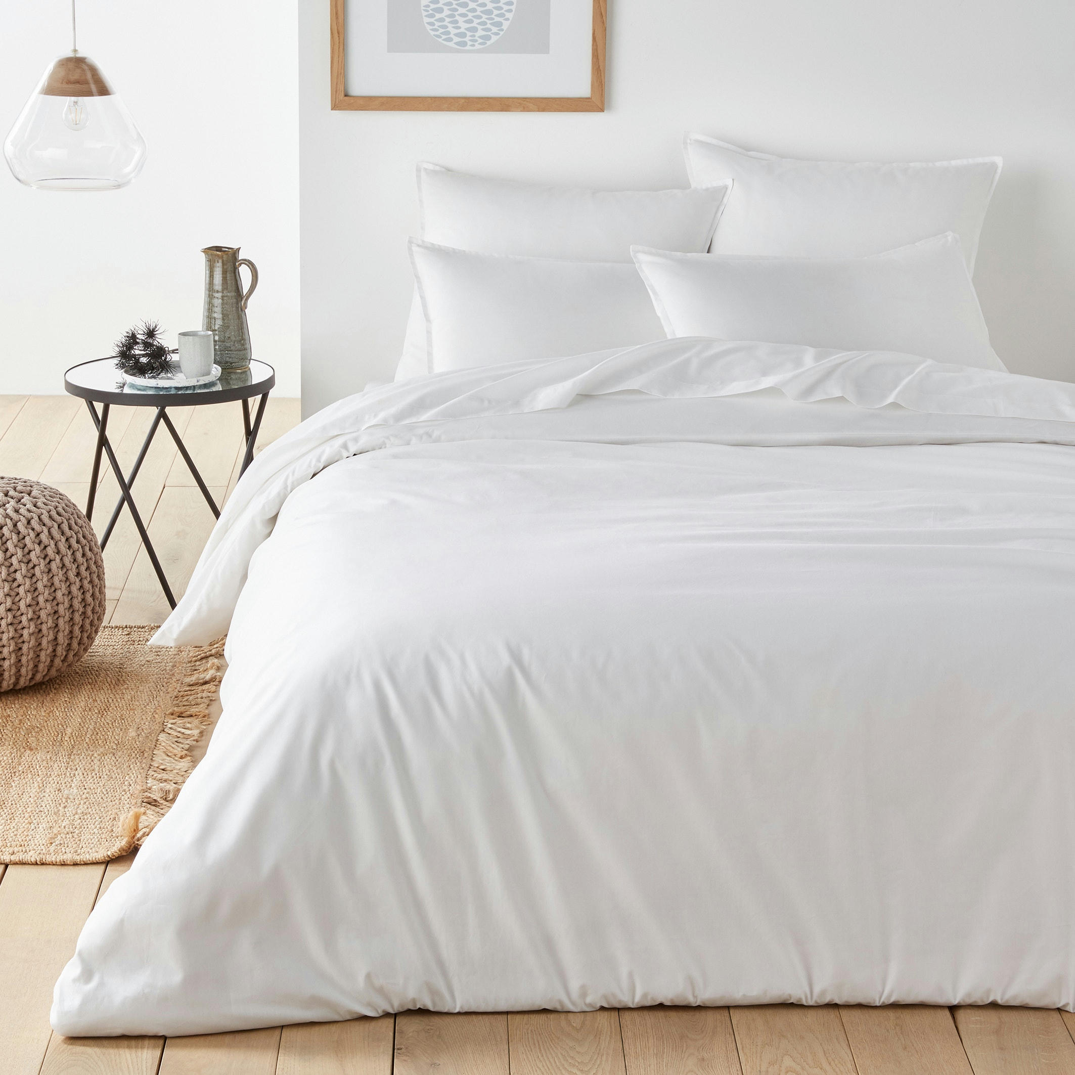 Drap-housse uni en percale de coton bio Scenario