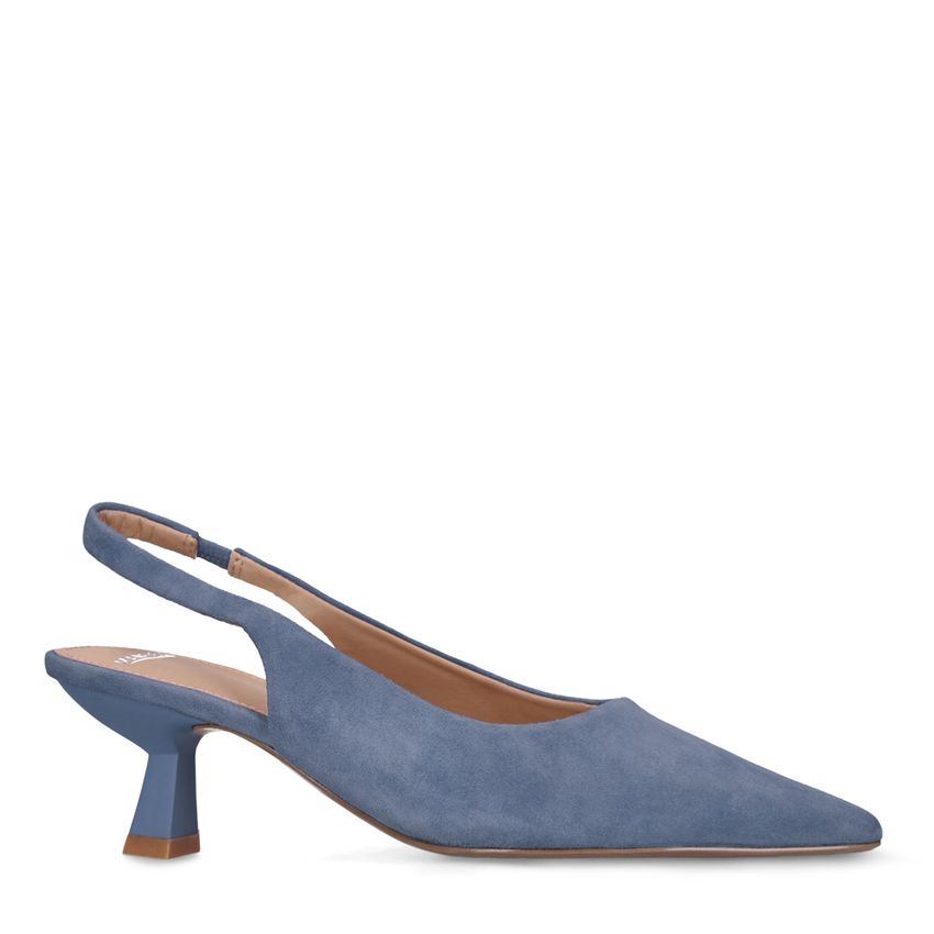 Manfield Blauwe suède slingbacks