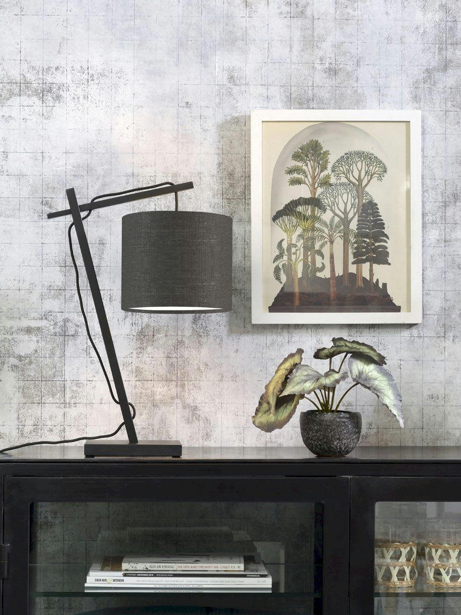 ANDES - Lampe de table bambou noir/lin H46cm