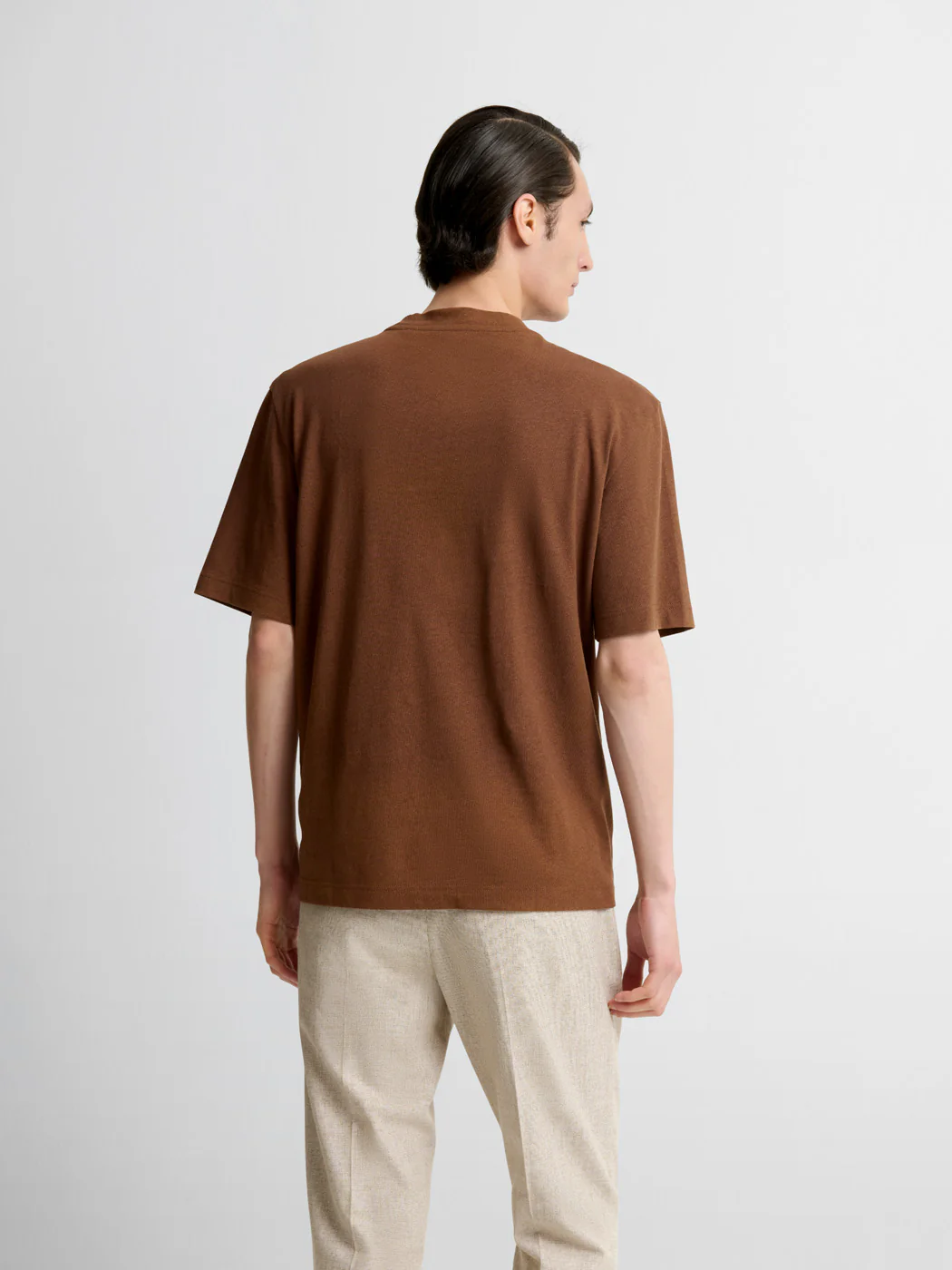 T-shirt col rond en coton lin