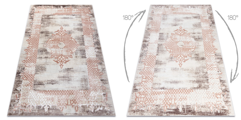 Dywan CORE W9797 Ramka, Rozeta - Strukturalny, dwa poziomy 80x150 cm