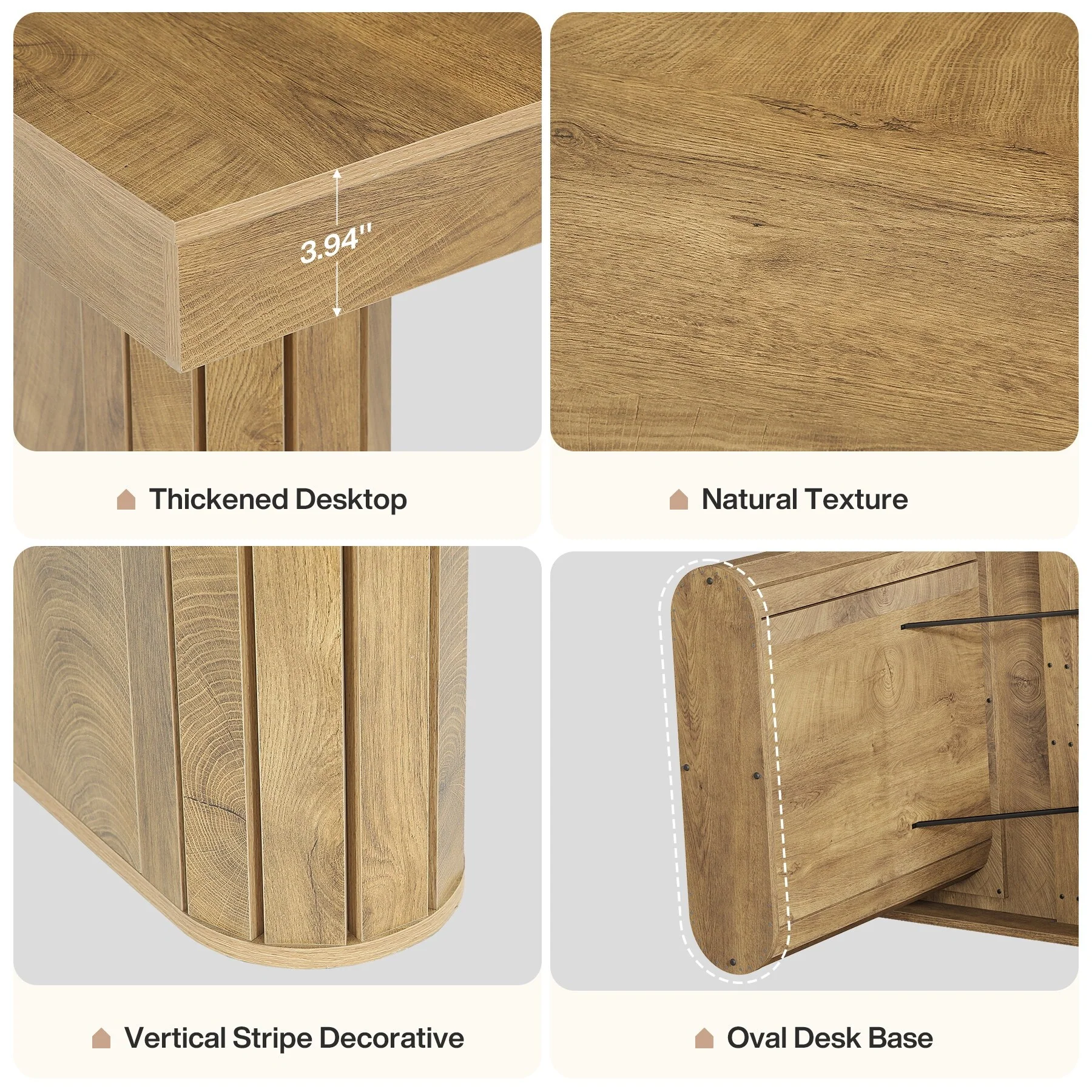 70.9 Large Dining Table for 6-8 People, Farmhouse Kitchen Table with Wood Tabletop, Brown - N/A