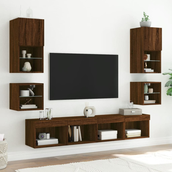 VidaXL Ścienne szafki TV z LED 2 szt