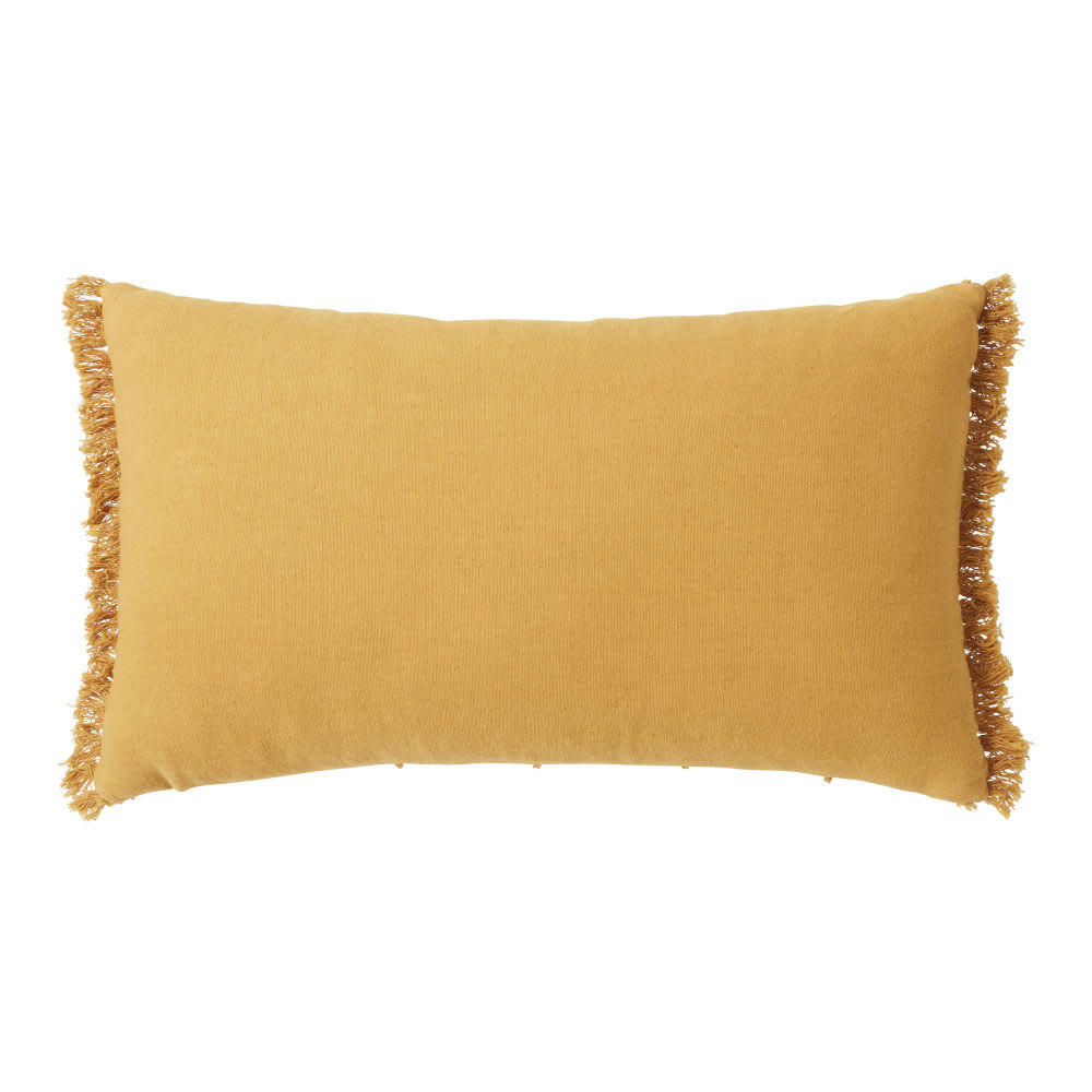 AIKA - Coussin motifs graphiques multicolores à franges 30x50