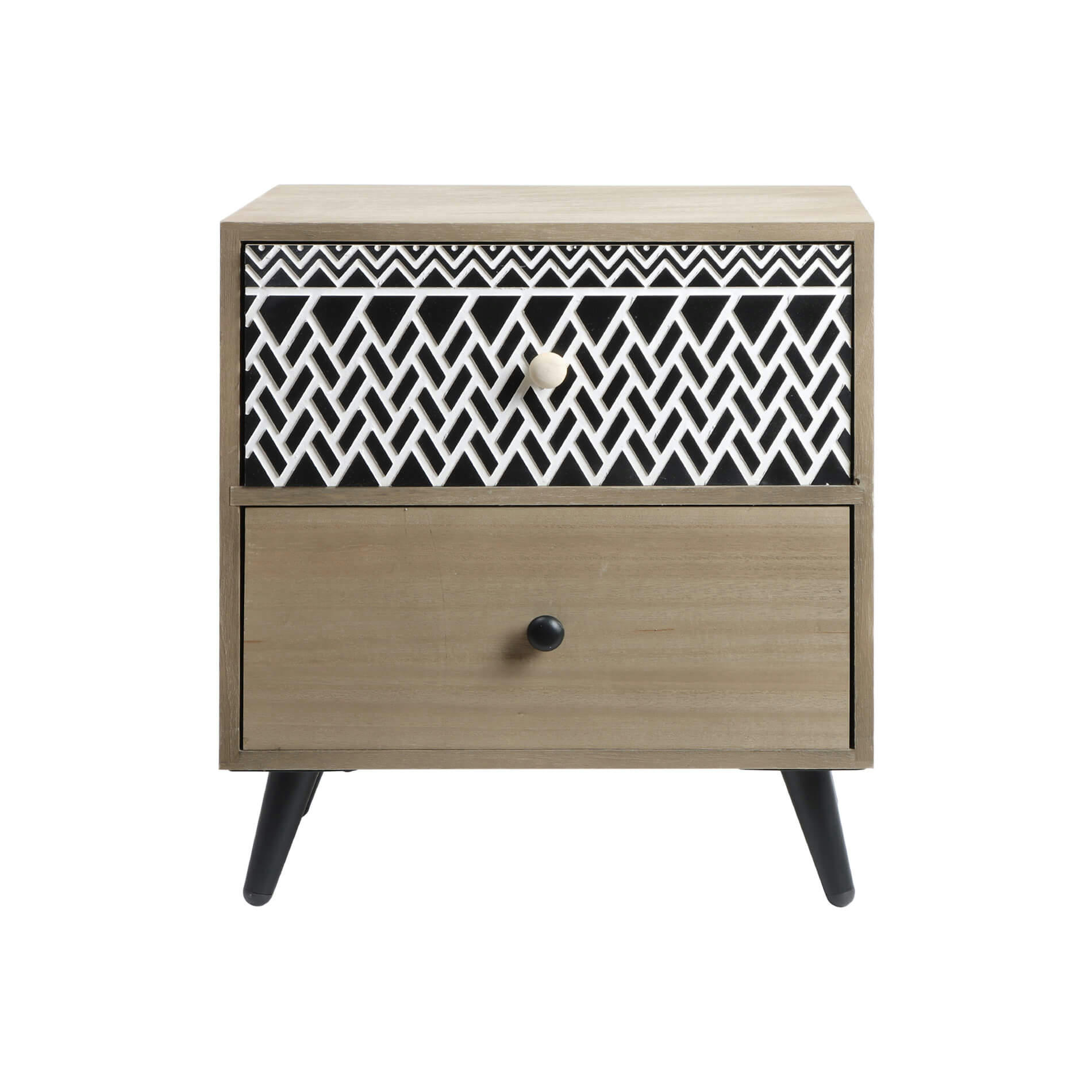- Table de chevet scandinave avec 2 tiroirs en bois marron