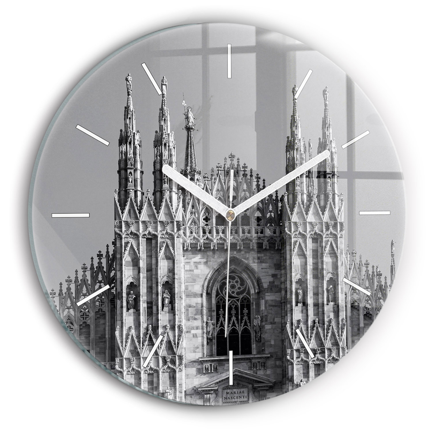 Zegar szklany ścienny do salonu Katedra Duomo Di Milano fi30