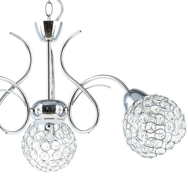 Żyrandol wiszący kryształowy Crystal III 3xE27 chrom glamour 60cm