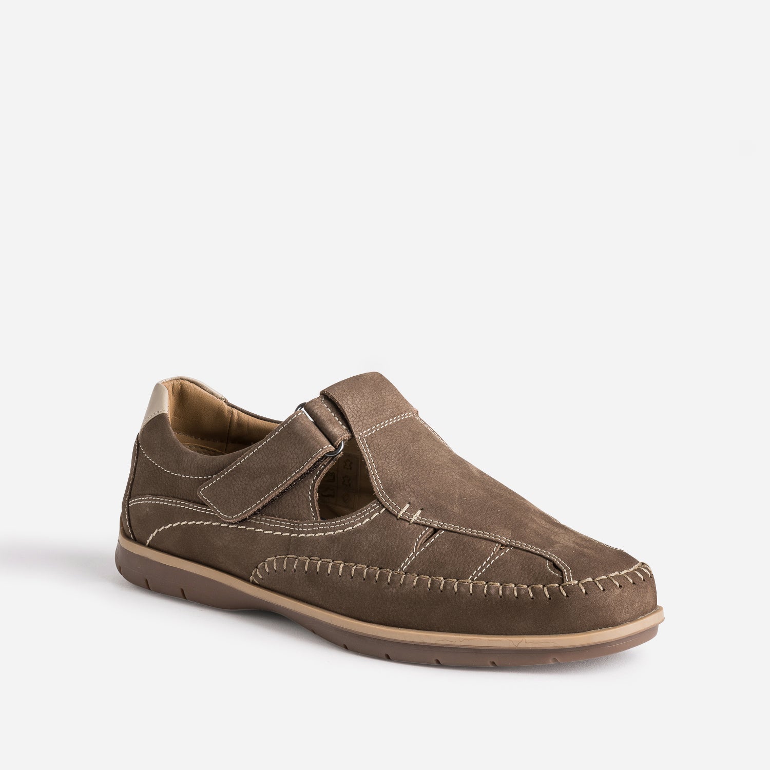 Sandale FRANCE ARNO taupe en cuir nubuck