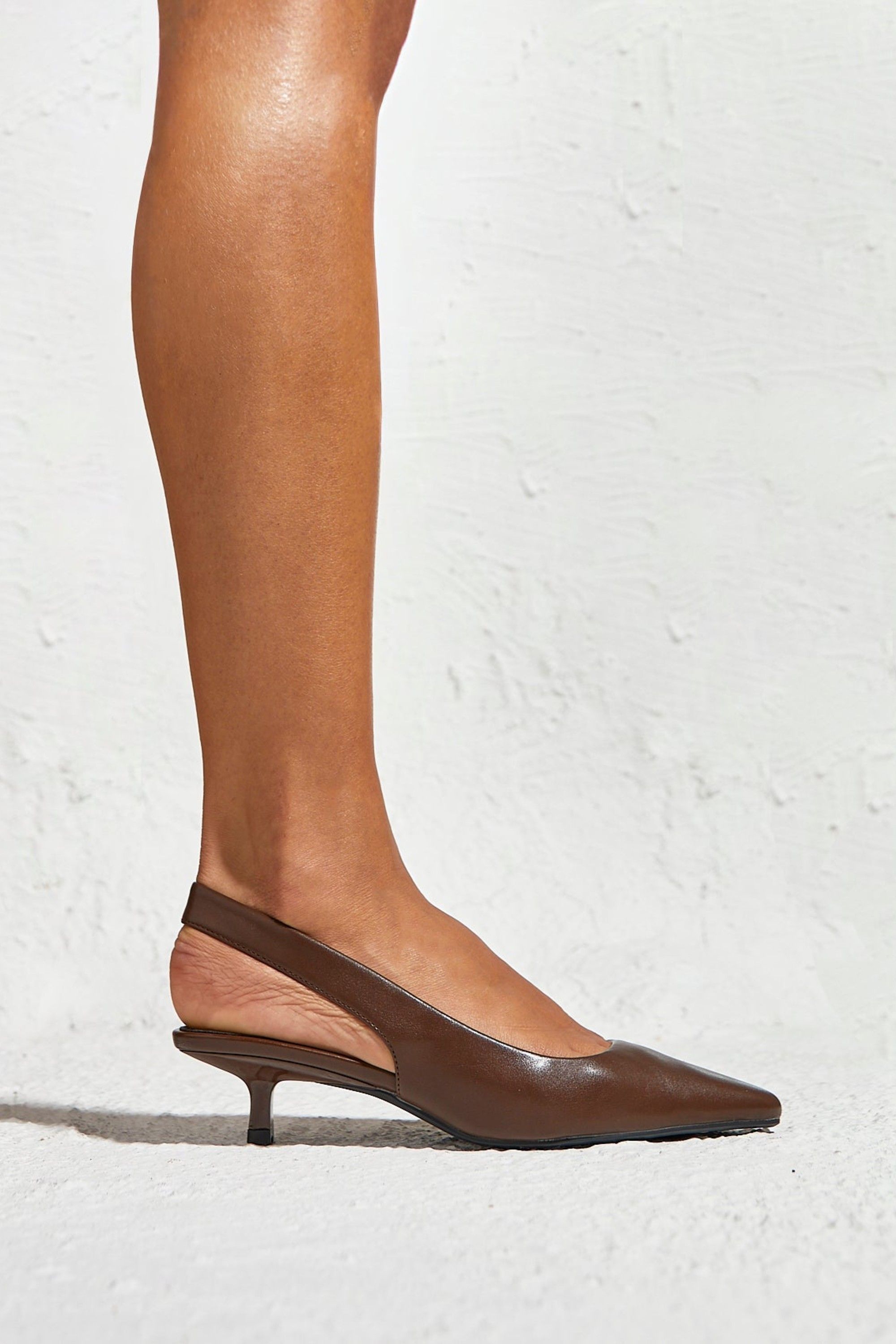 Linzi Reign Brown Faux Leather Court Heels