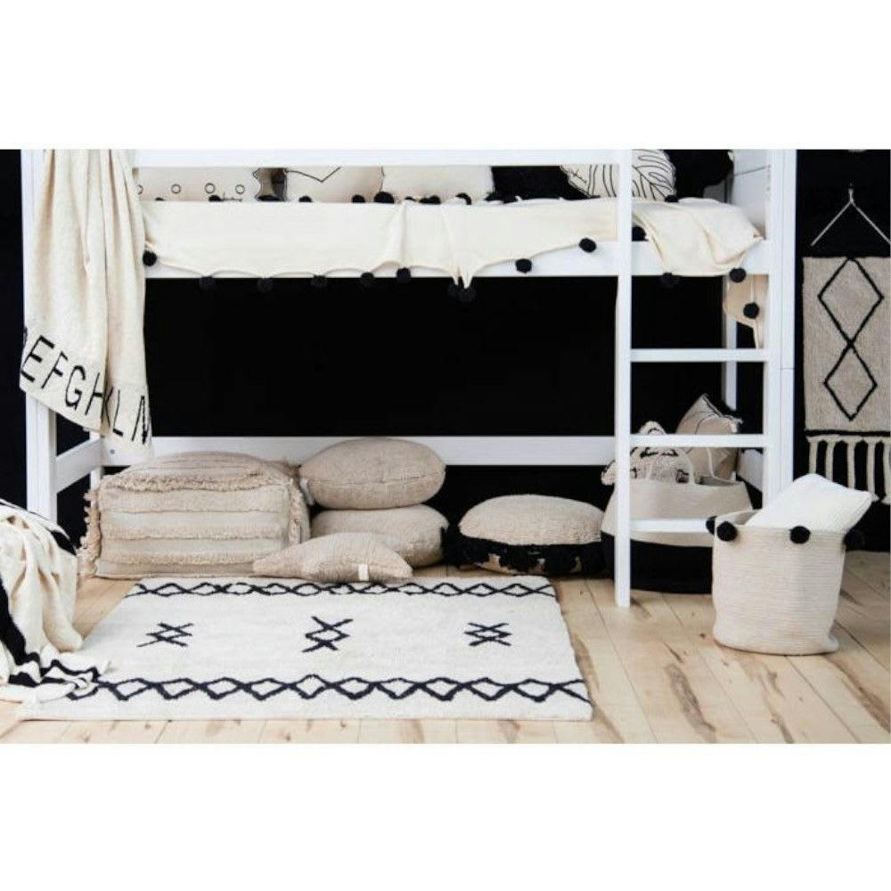 ATLAS NATURAL - Tapis coton lavable vintage noir 120x160cm