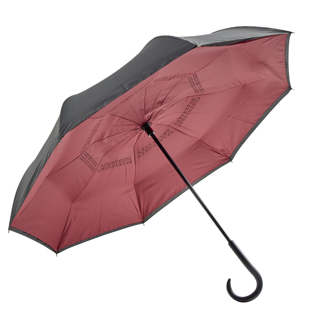 Parapluie inversé uni noir et rouge L87cm