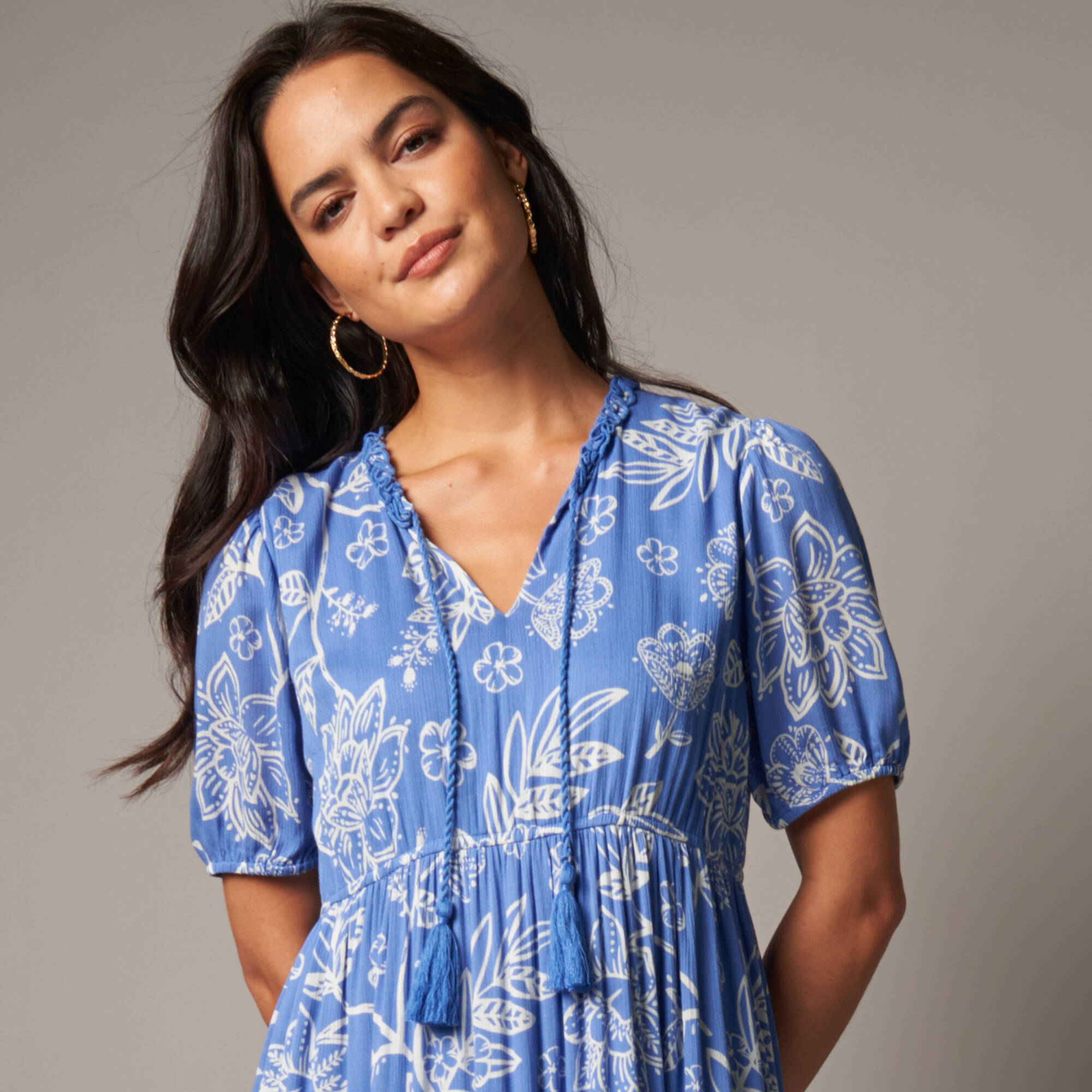Robe longue volantée imprimée