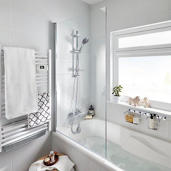 Pare-baignoire 1 volet verre transparent anticalcaire GoodHome Calera H. 140 x l. 85 cm