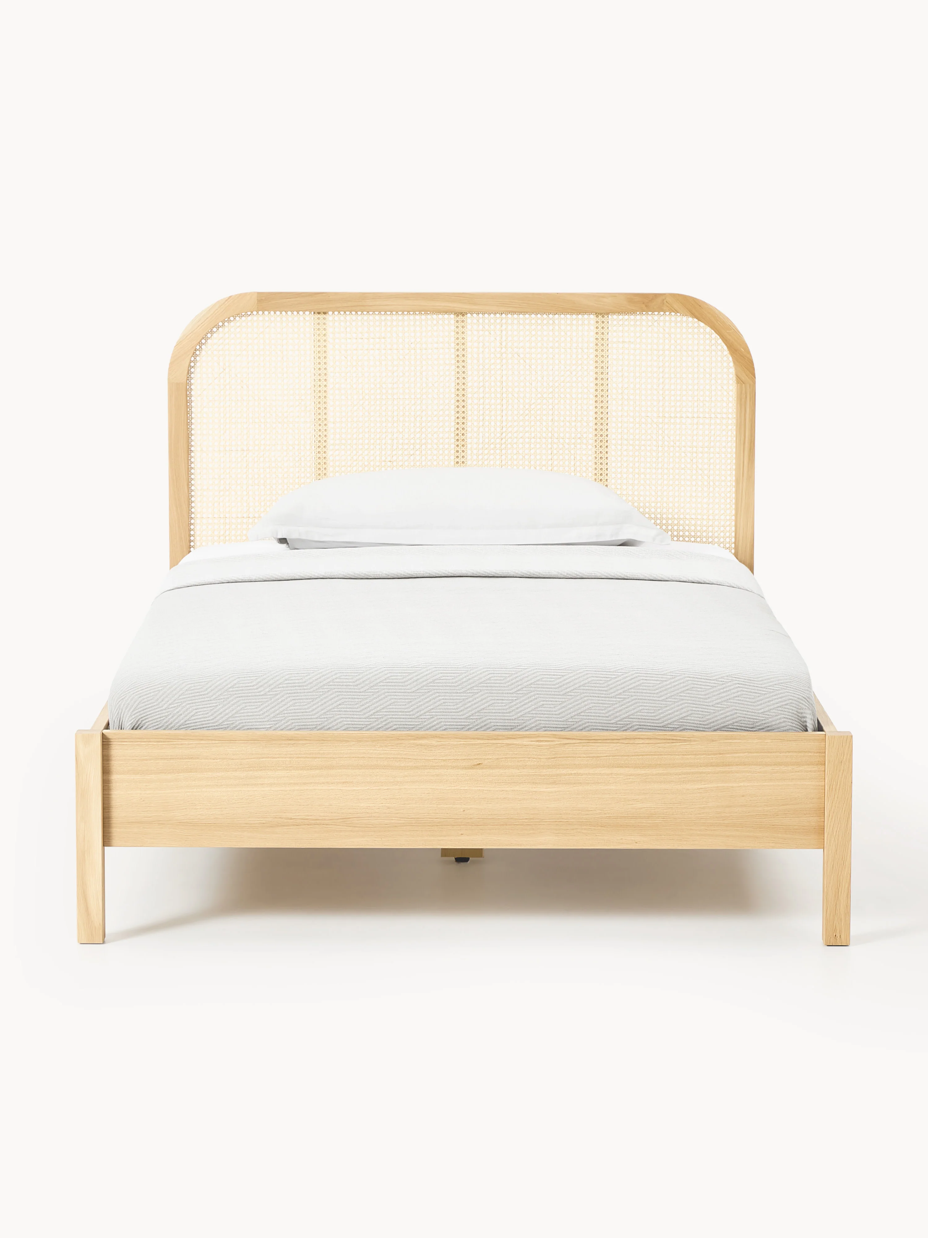 Holz-Einzelbett Jones mit Kopfteil aus Wiener Geflecht