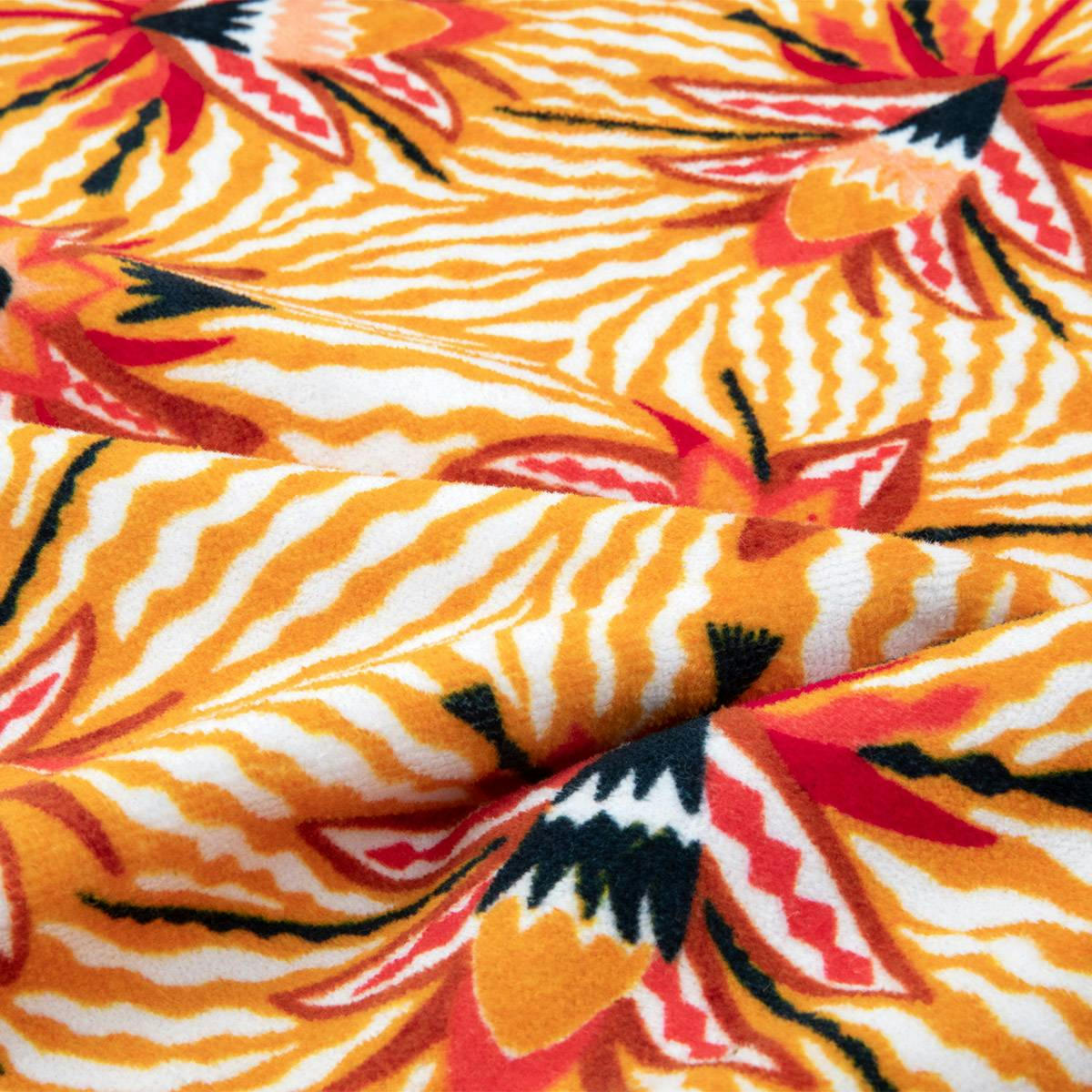 POSIDONIE - Serviette de plage en  velours de coton jaune 100 x 170 cm