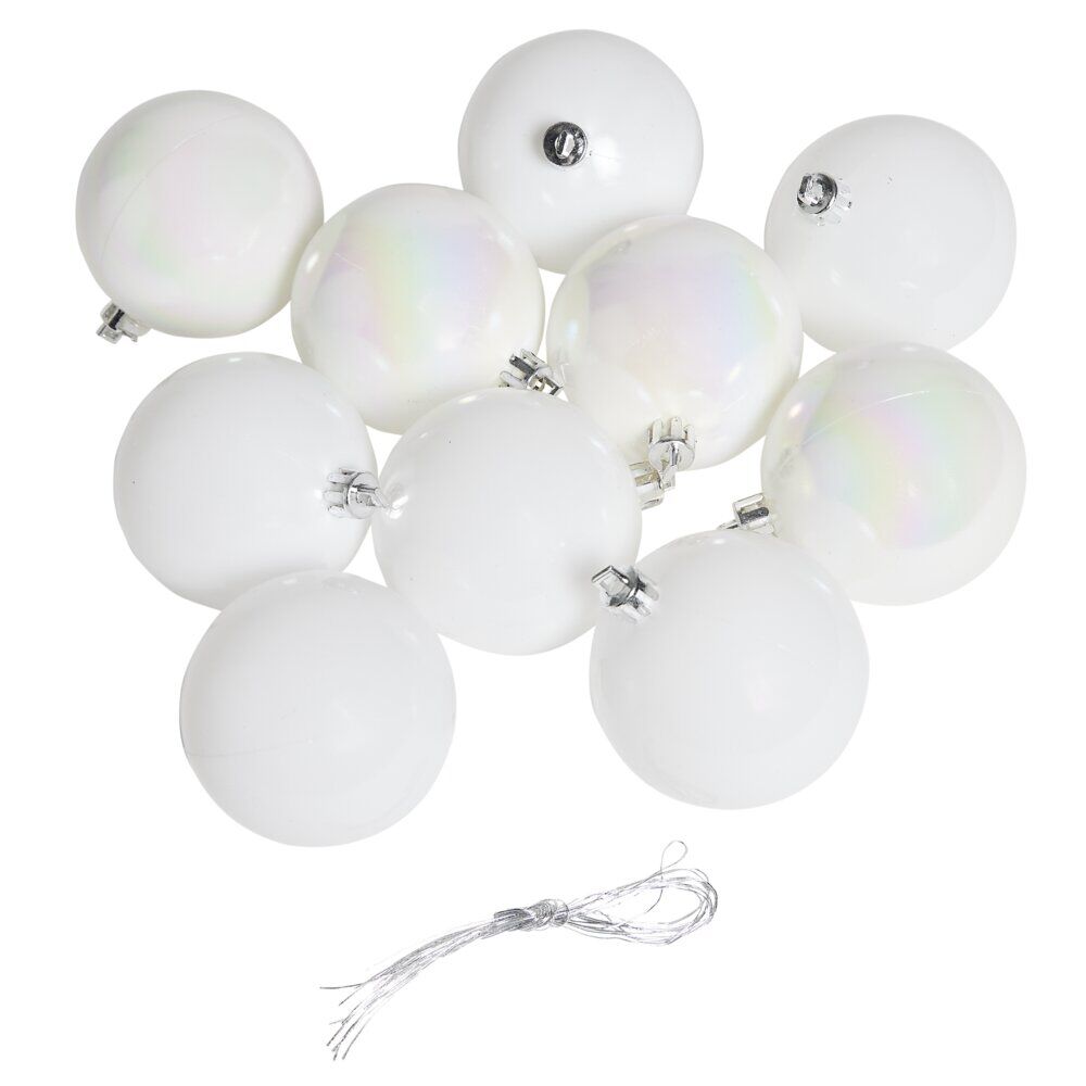 Boule de No&euml;l blanc iridescent brillant Ø6cm x10