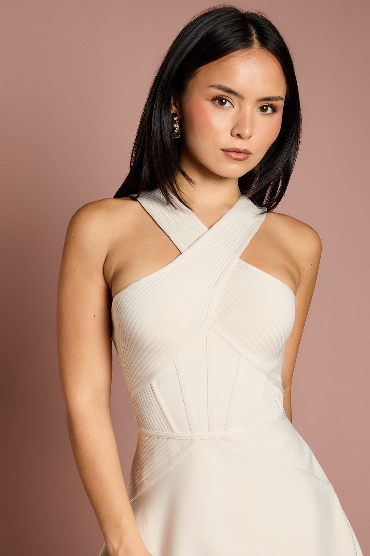 Coast Petite Bandage Cross Neck Midi Dress