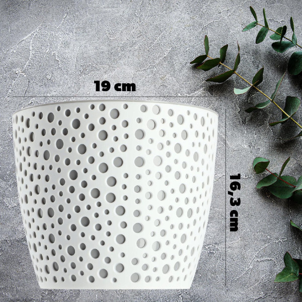 Doniczka z Wkładem Okrągła Na Kwiaty Szara 19cm
