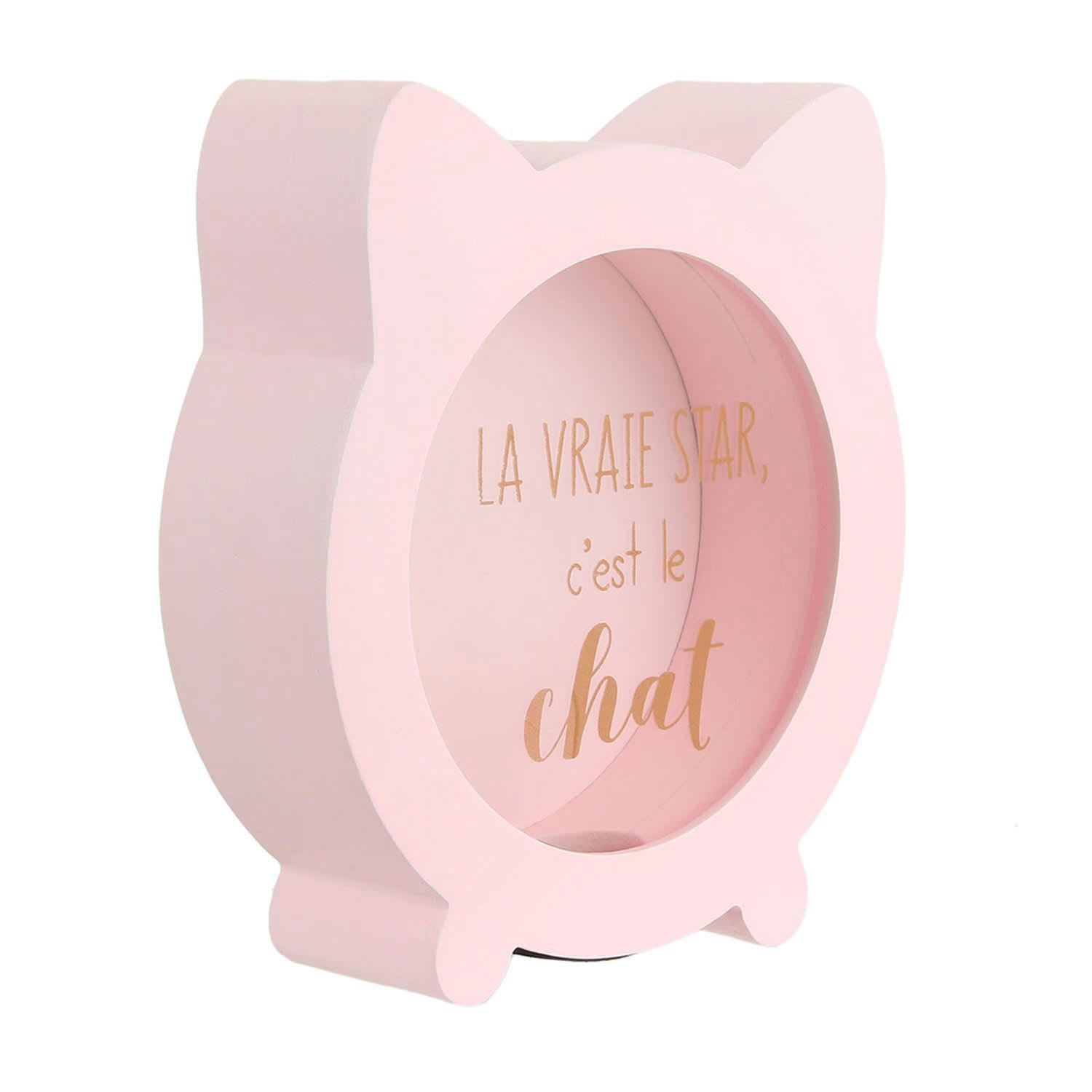 CHAT - Tirelire vitrée enfant chat rose