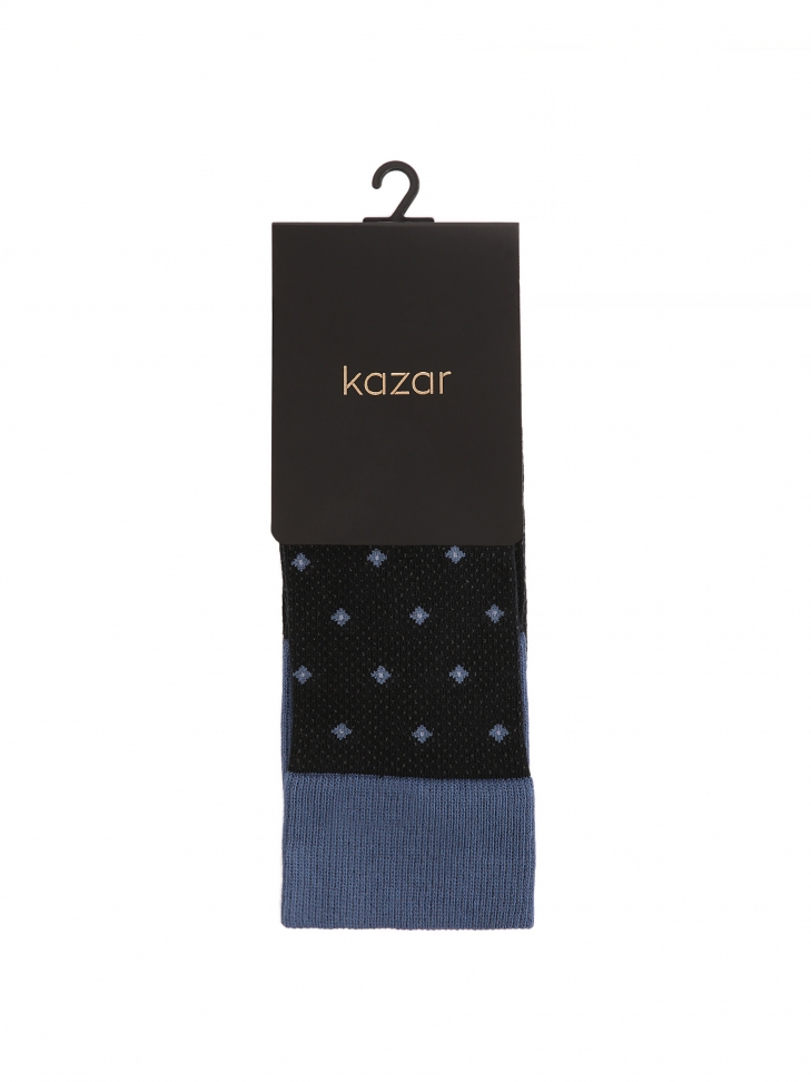 Black and blue socks with small rhomboids