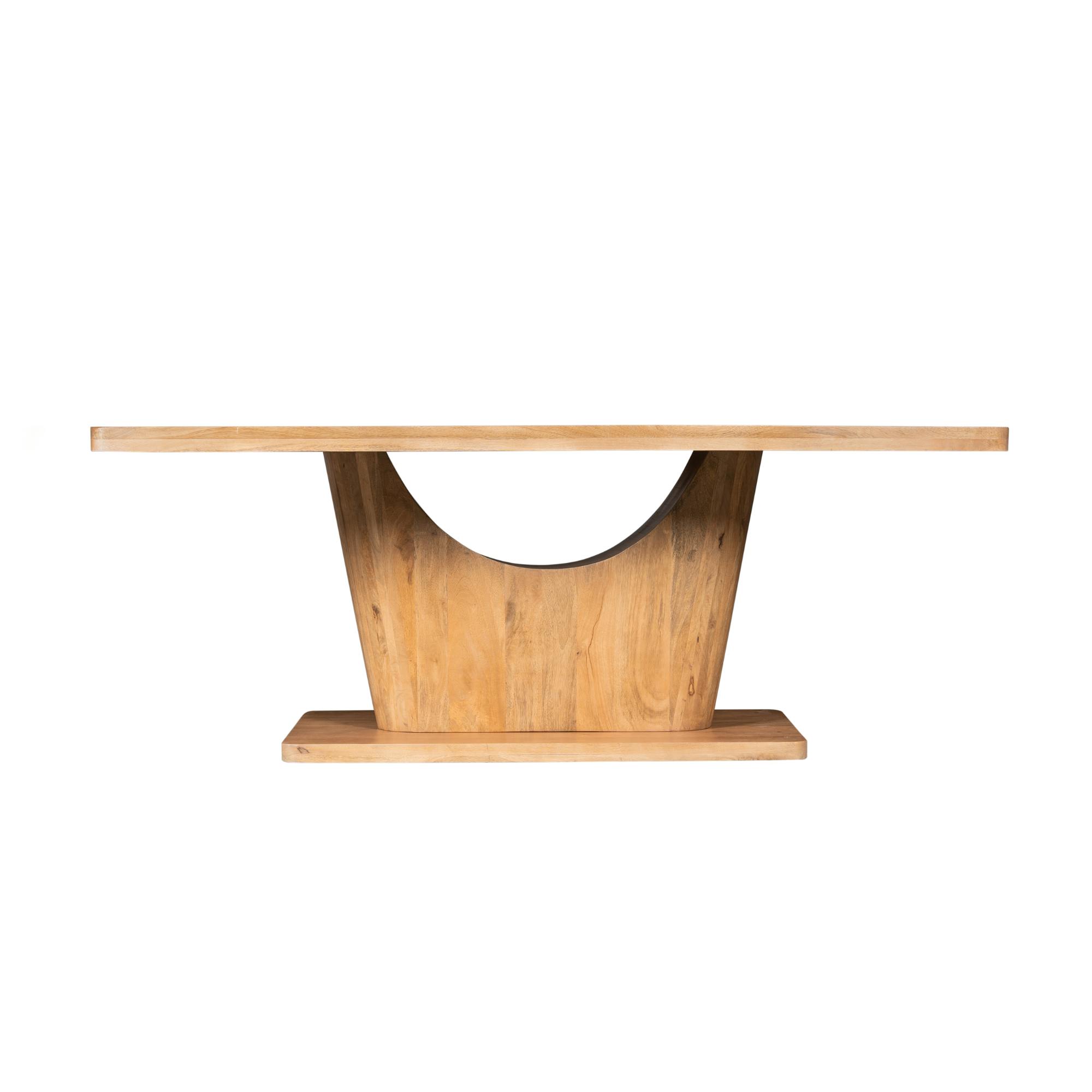 Table à manger bois clair pied central ouvert 240 cm ARCANA
