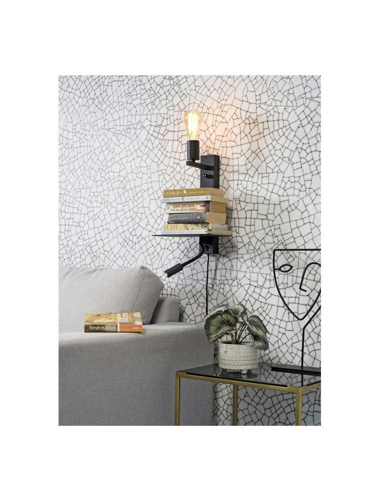 FLORENCE - Applique noire avec tablette et liseuse H38cm