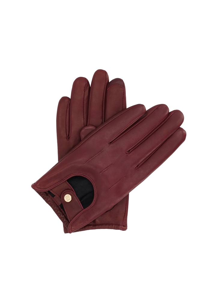 Maroon leather gloves with touch screen function