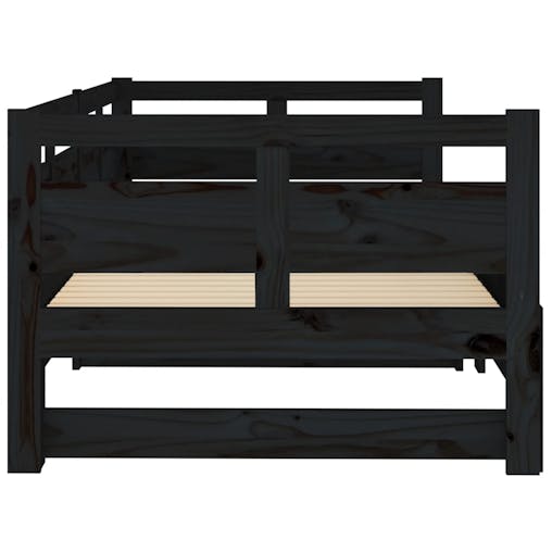 NNEVL Pull-out Day Bed Black Solid Wood Pine 2x(92x187) cm