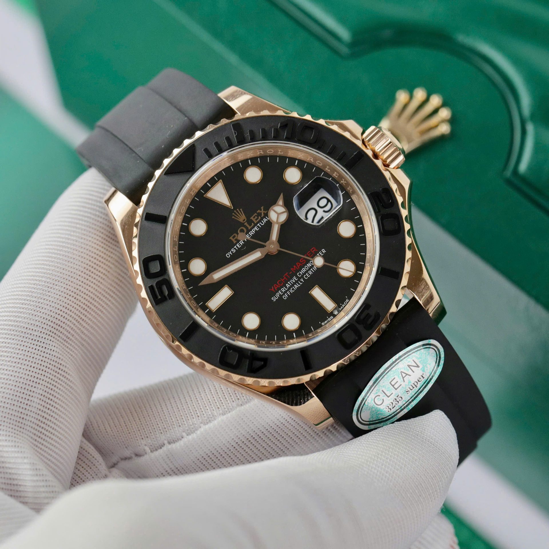 Rolex Yacht-Master RG Plated Black Dial 40mm Oysterflex Super Clone