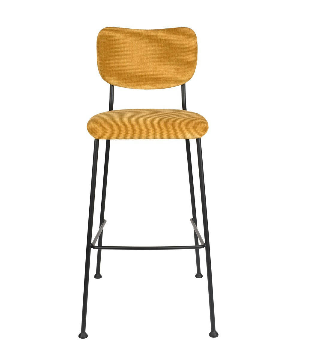 BENSON - Tabouret de bar rétro en velours jaune