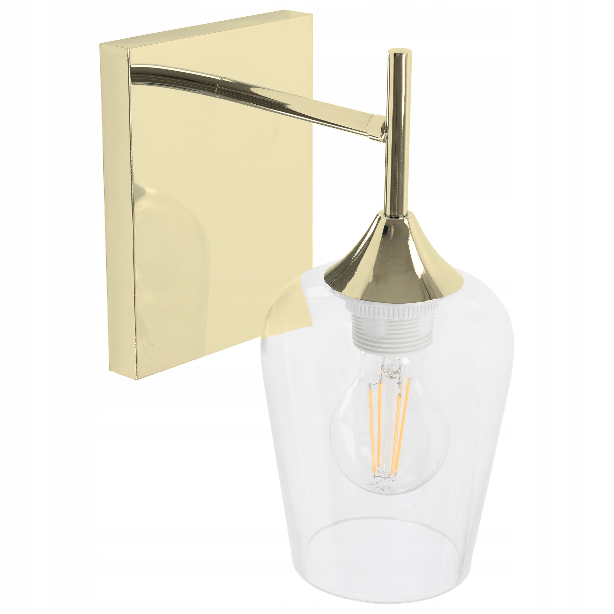 Lampa Ścienna Kinkiet Złoty Przezroczysty Klosz