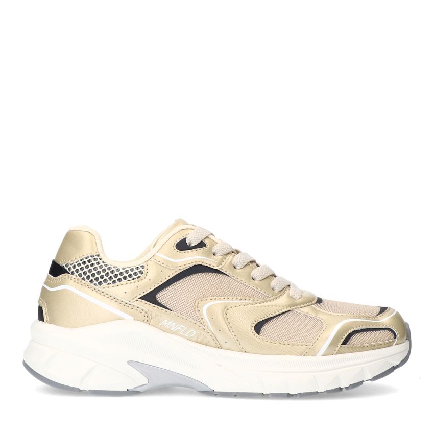 Manfield Gouden sneakers met mesh details