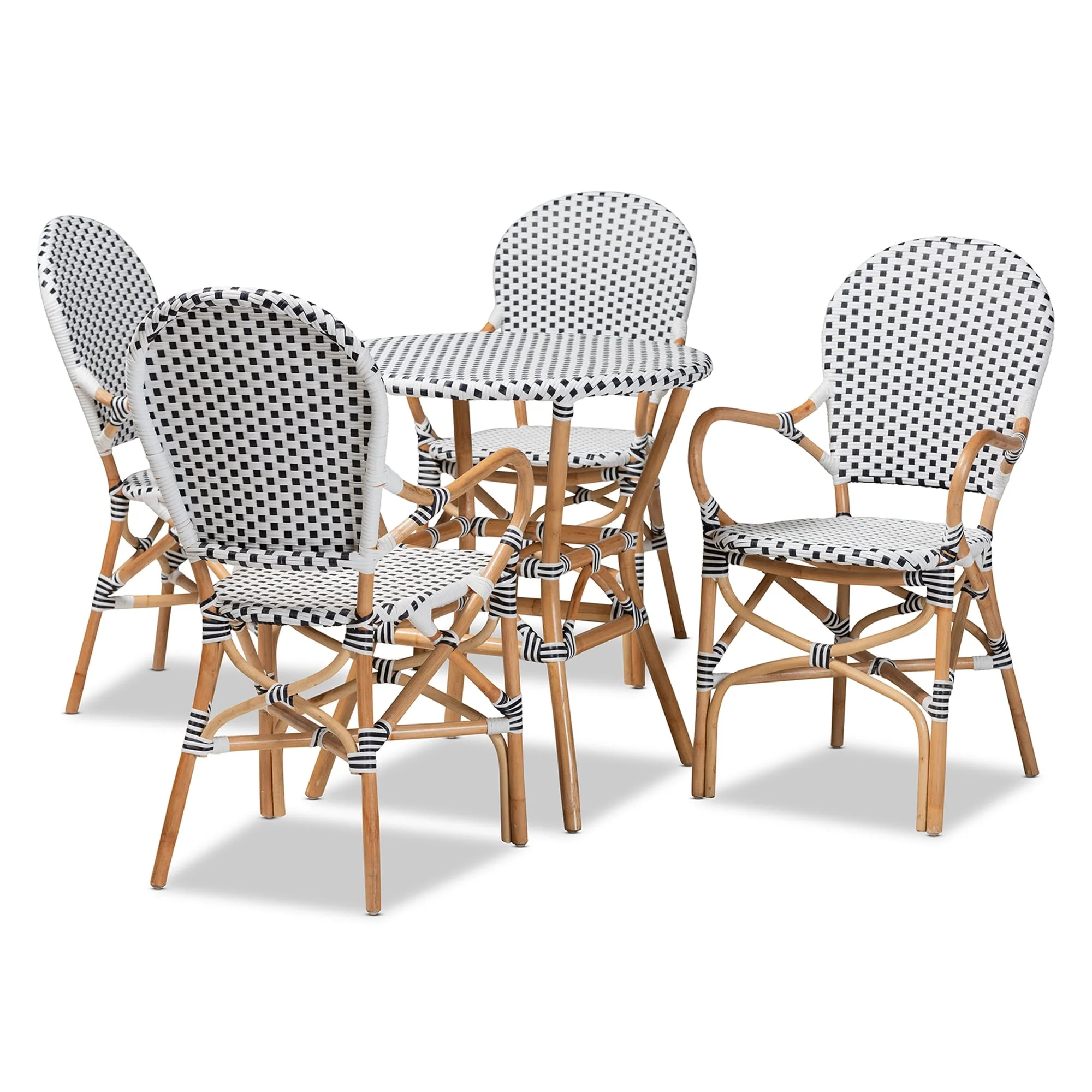 Naila French Provincial Plastic Weaving/ Rattan Indoor/ Outdoor Dining Set(5PC)