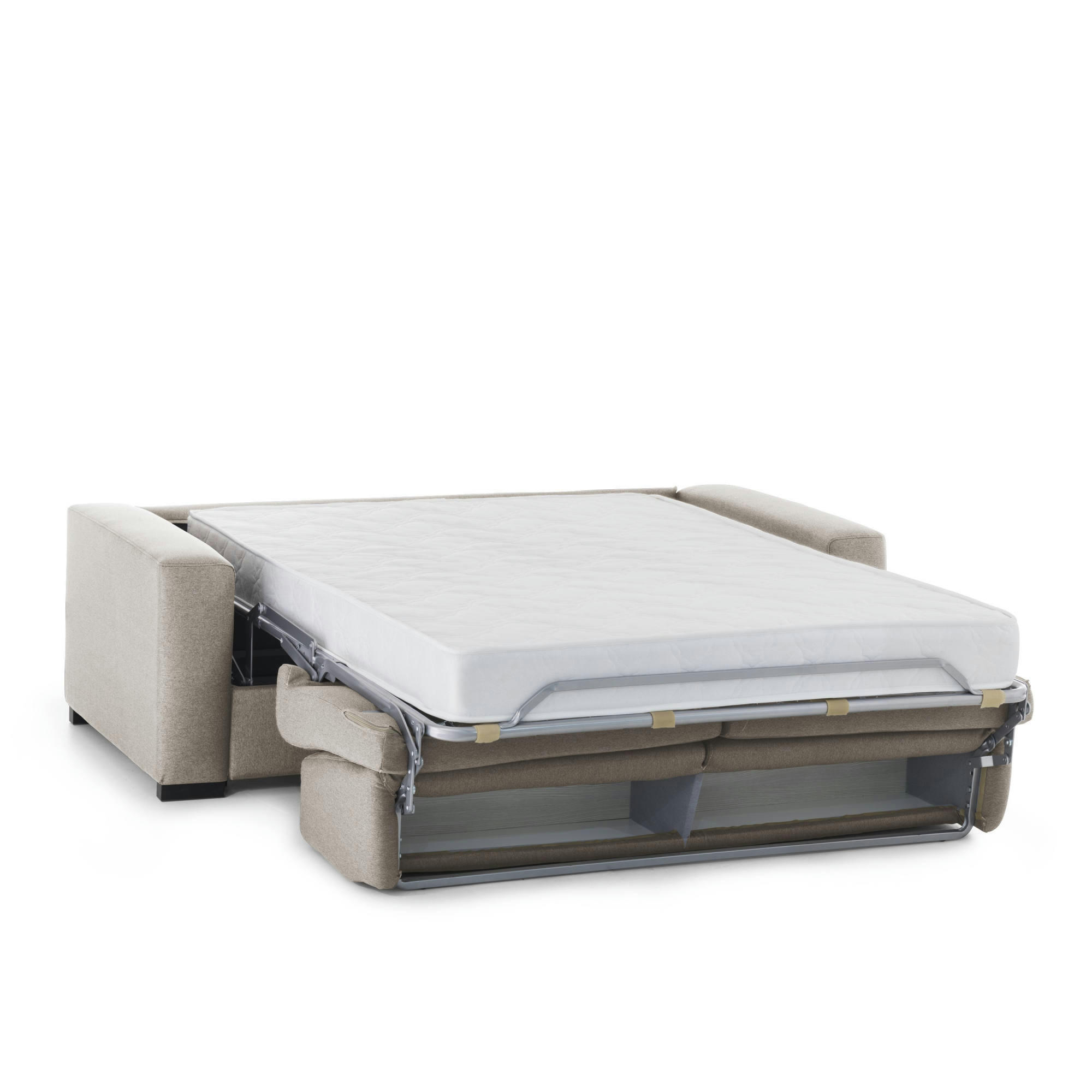 ALGISA - Canapé lit 2 places en tissu gris taupe