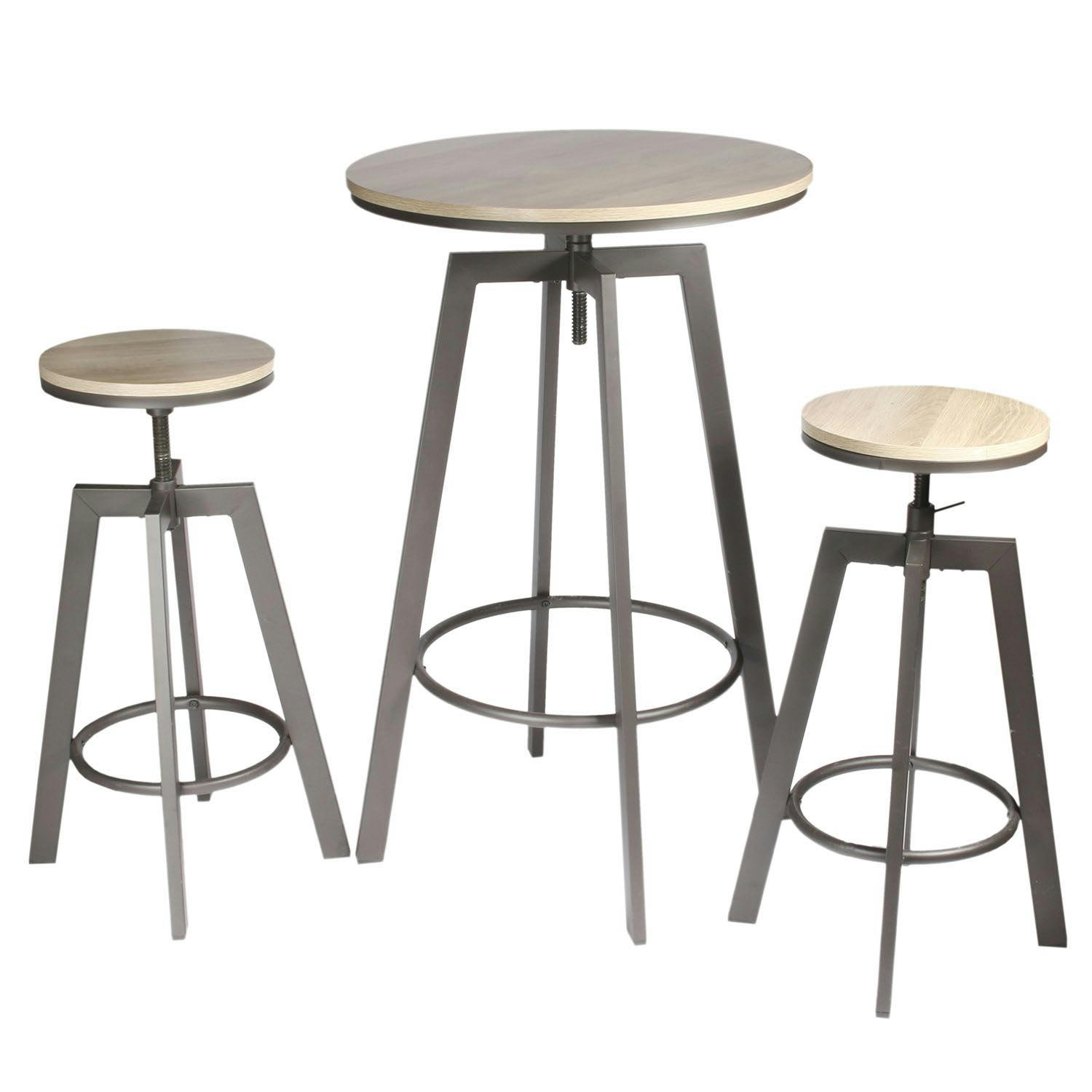 ARIA - Table haute avec tabourets design industriel 2 personnes noir