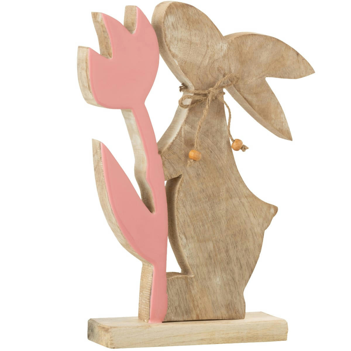 - Figurine lapin et tulipe en bois de rose