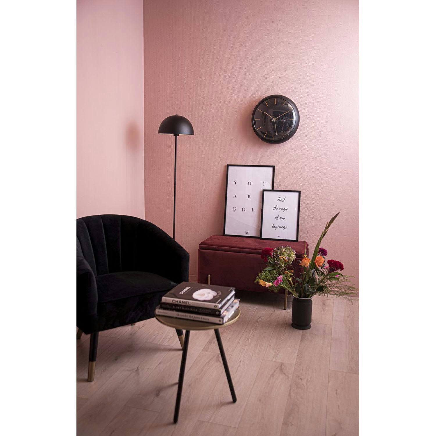 ROYAL - Fauteuil effet velours noir