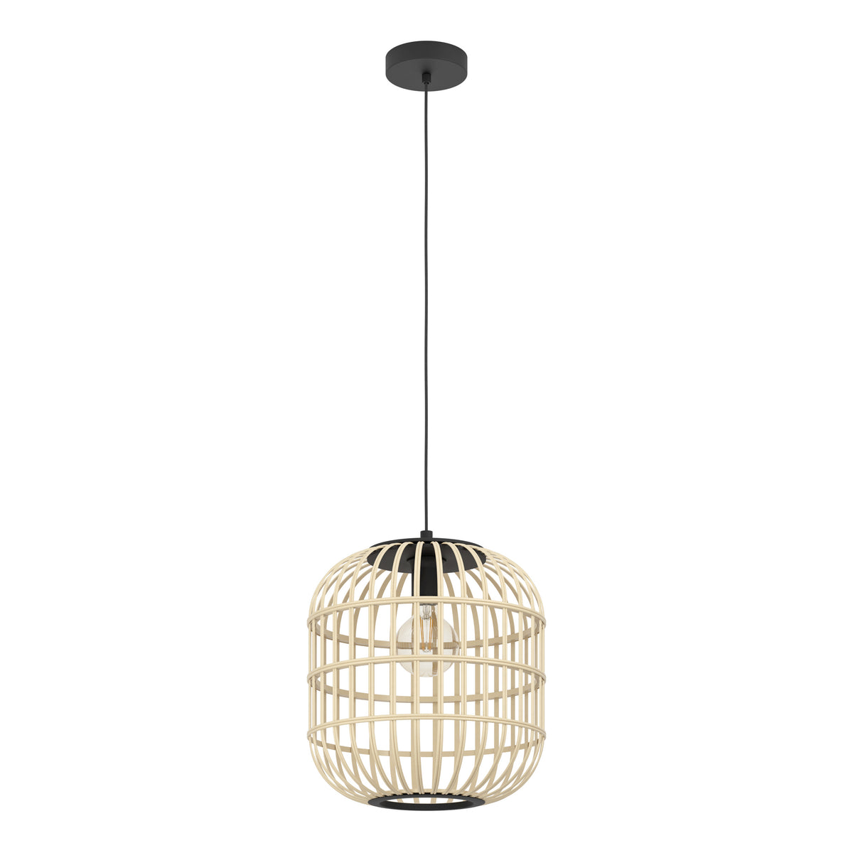 EGLO hanglamp Bordesley - e27 - ø 35 cm - zwart/hout