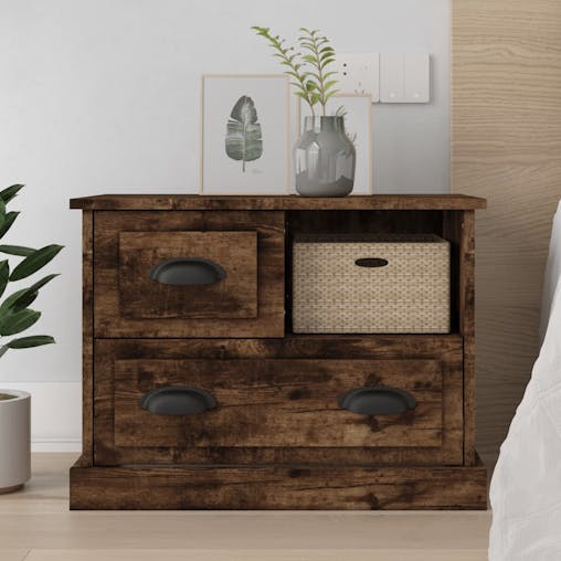 NNEVL Bedside Cabinet Smoked Oak 60x39x45 cm