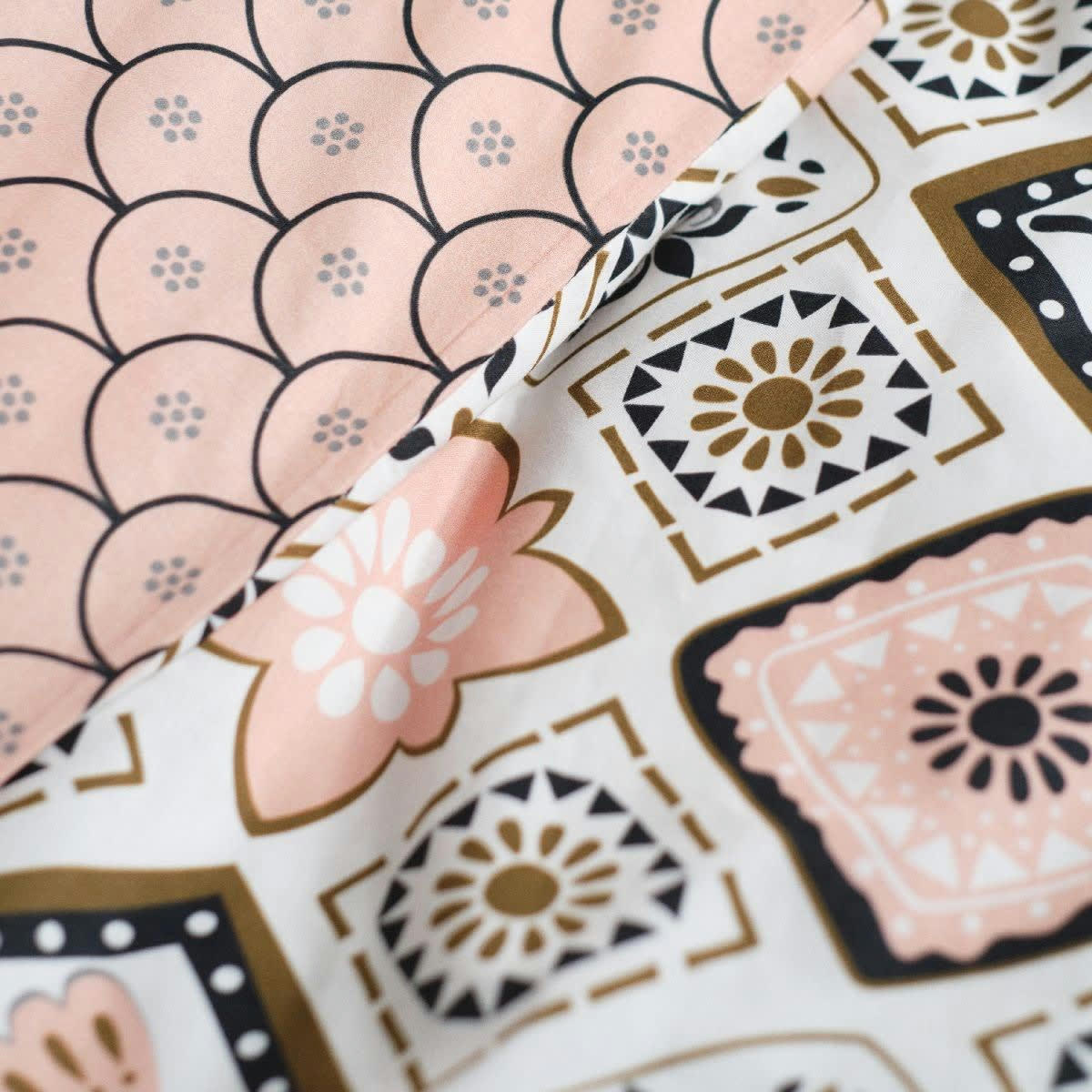 - Parure de lit en Coton Rose 240x220 cm