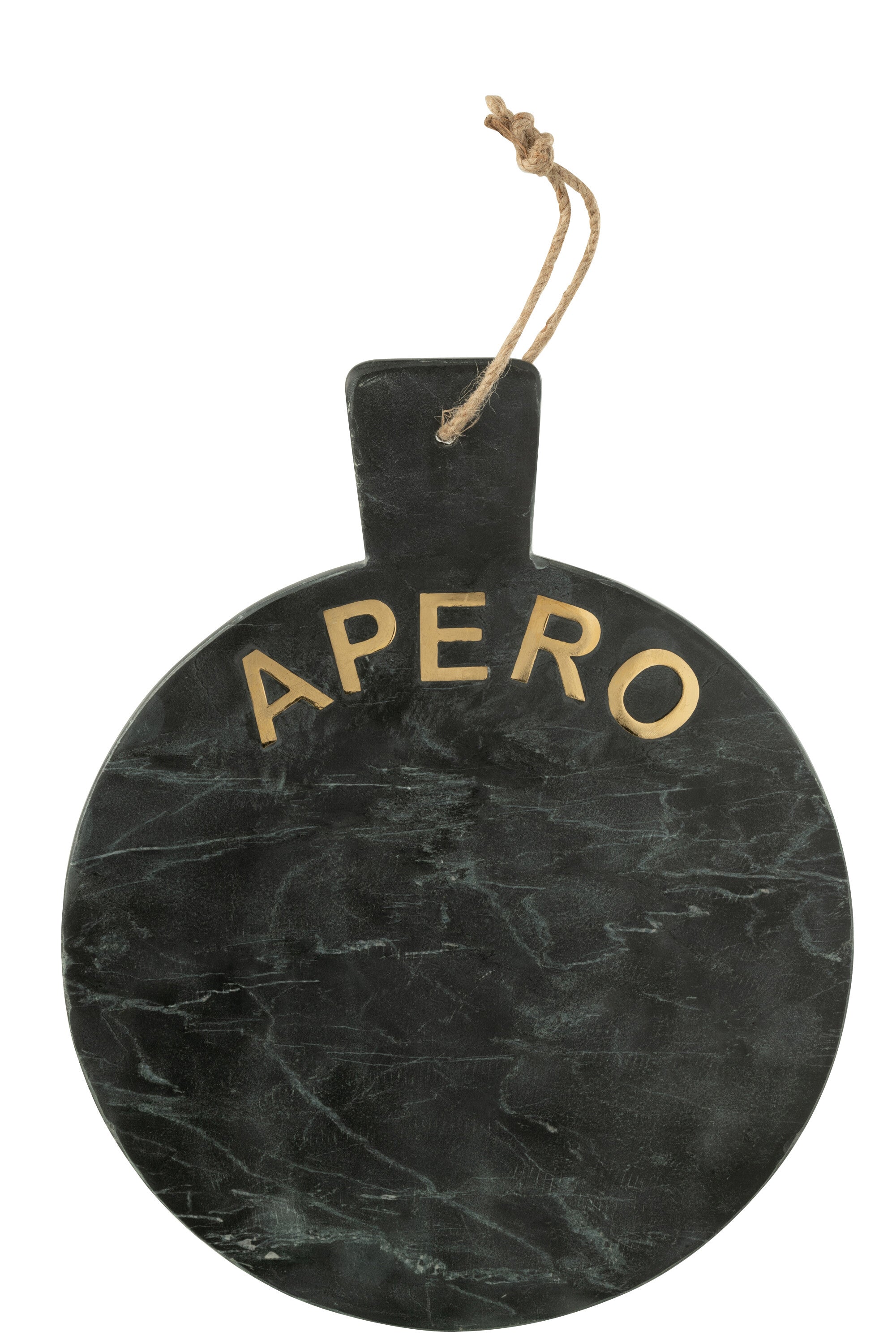 J-Line snijplank Apero Rond Marmer - steen - zwart/goud
