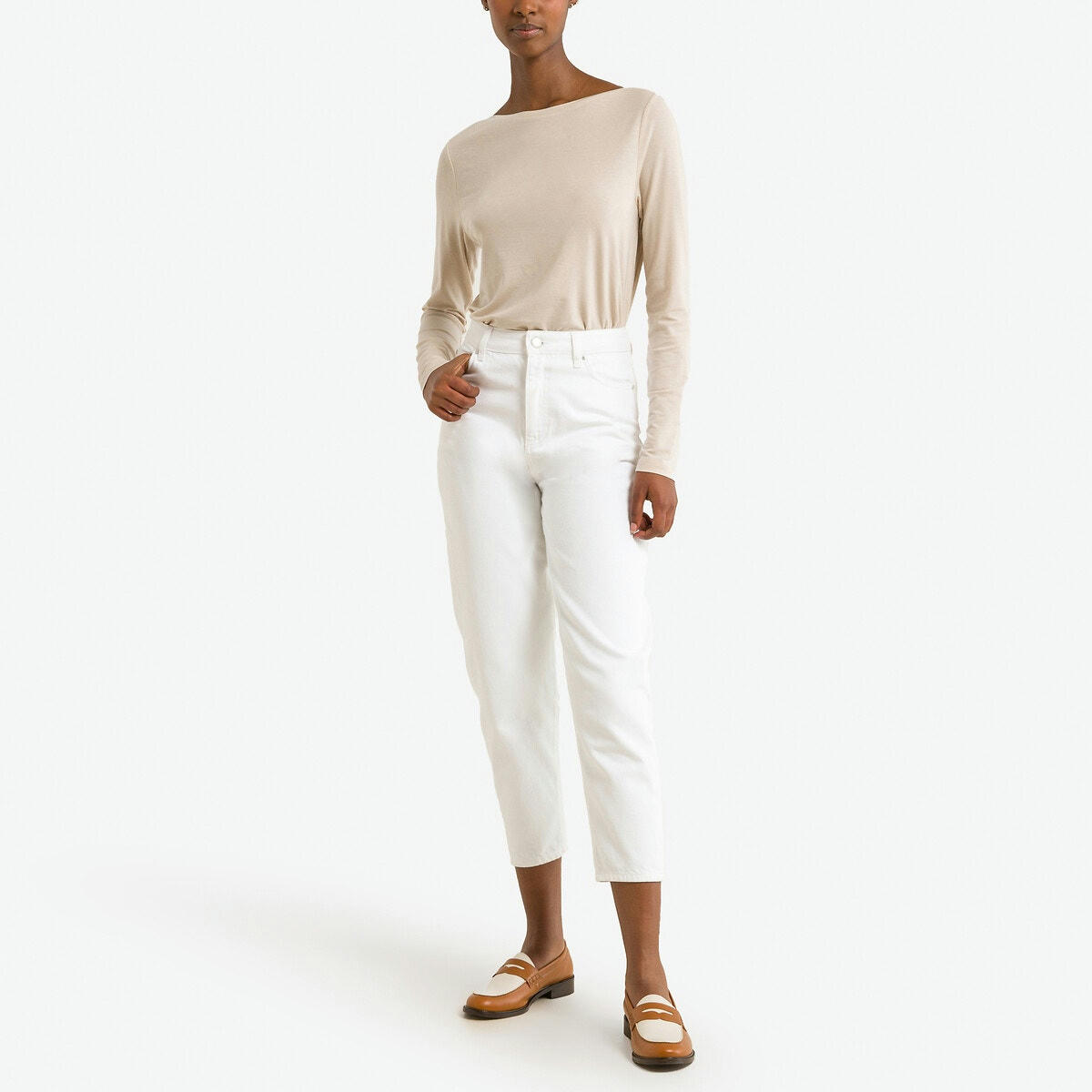 T-shirt encolure bateau, manches longues