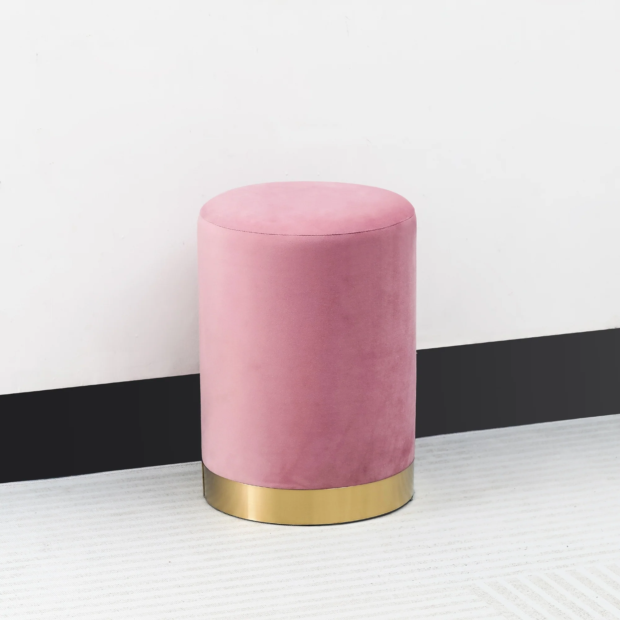 Adeco Footstool Ottoman Vanity Stool with Gold Base