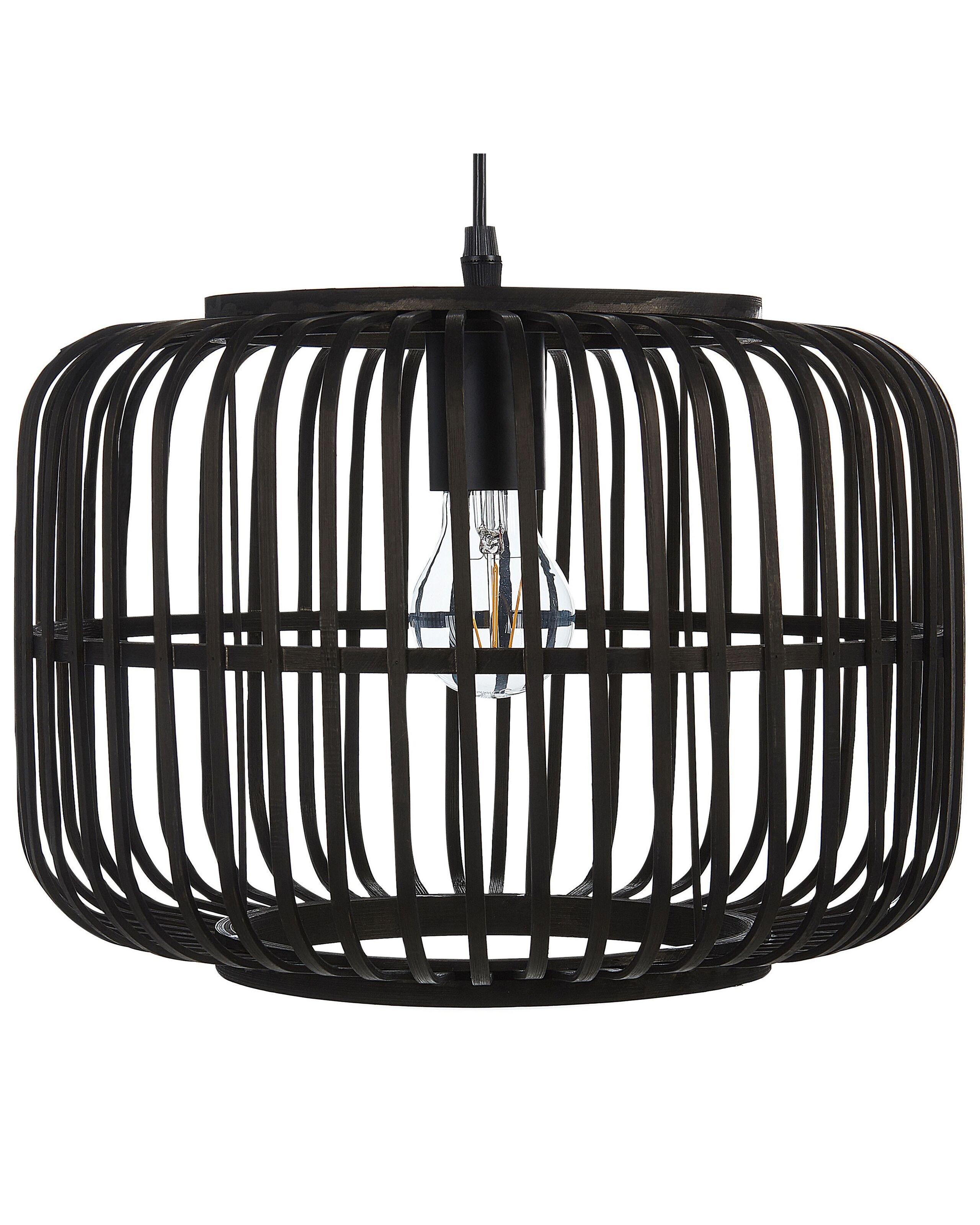 Lampa wisząca bambusowe drewno czarna